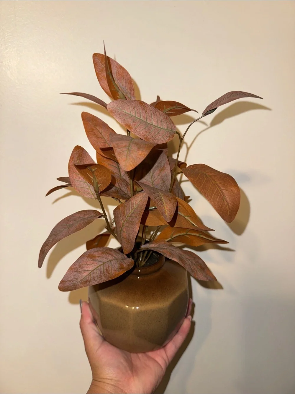 Hearth & Hand Magnolia Artificial Eucalyptus Arrangement Brown Vase  11”
